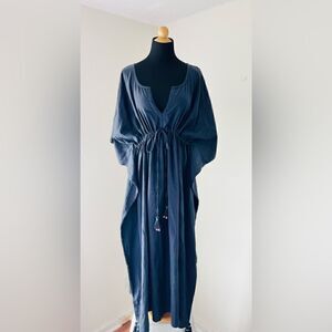 MADISON MATHEWS NWT NAVY BLUE KAFTAN DRESS